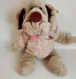Ganz Vtg Wrinkles The Dog Hand Puppet Large Stuffed Plush Blood Hound 1981