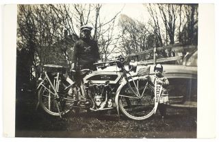 Rare Excelsior Motorcycle Antique Real Photo Post Card Rppc 1910 Era -