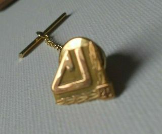 Cooper Industries 25 Year Service Tie Tac,  10 K Gold With Chain,  Cooper Bessemer