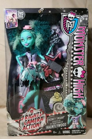 Monster High Frights Camera Action Honey Swamp Doll With Box