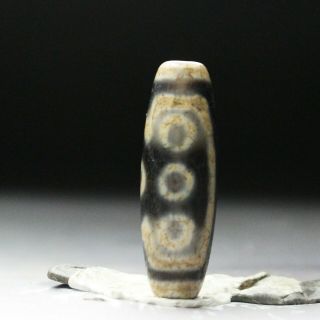 Antique Tibetan Dzi Bead " 7 Eyed " Amulet Pendant From Tibet 16459
