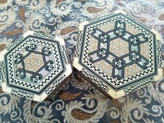 Antique Ceramic Boxes To Save Jewelry Made In Syria 15x17 12x13 Size