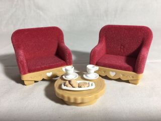 Calico Critters/sylvanian Families Vintage Living Room Chairs With Accessories