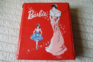 Vintage 1962 Ponytail Barbie Doll Case Hot Red