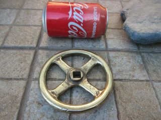 Vintage Wheel Brass Water Valve Spigot Handle Knob Diameter 11,  5 Cm