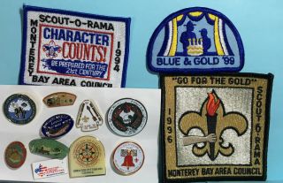 10 - Bsa Scouting Pins & 3 Patches - Boy Scouts - Cub Scouts Jamboree,  Council