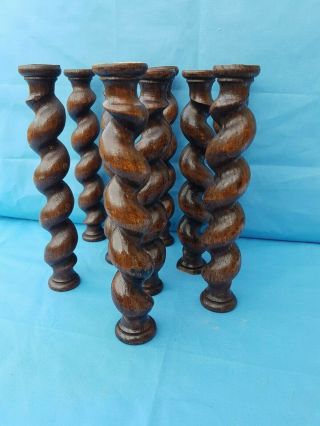 Antique French: 9 Spiral Turned Twist Oak Pillars Architectural Columns,  19th