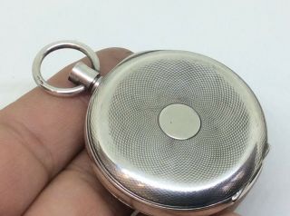 Antique HEBDOMAS PATENT 8DAY SOLID SILVER Pocket Watch Fob Swiss Made 6