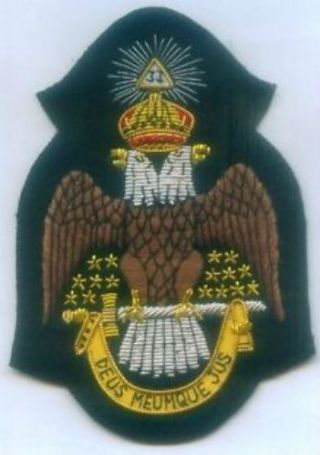 Masonic Mason Freemasonry Symbol 33 Degree Eagle Bullion Patch Grand Lodge Rite