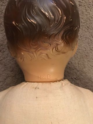 Vintage 1940’s R&B Plastic Cloth Body Molded Hair Sleepy Eyes Crier Doll 20 