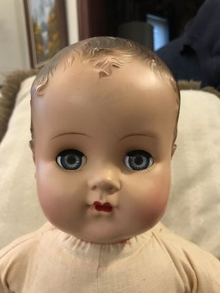 Vintage 1940’s R&B Plastic Cloth Body Molded Hair Sleepy Eyes Crier Doll 20 