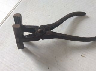 Antique MOUNT Cast Iron Wide Jaw Upholstery Pliers / Multi - Tool 5
