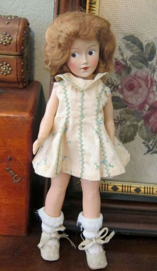 Vintage Painted Eye Hard Plastic Doll 11 "