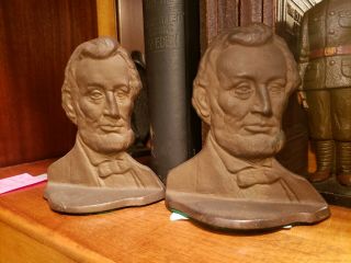 Antique 1928 Connecticut Foundry Abraham Lincoln The Emancipator Book Ends