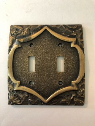 Vintage Amerock Monterey Brass Double Pole Switch Plate Cover
