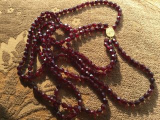 Antique 3 Row DUTCH GARNET BEAD NECKLACE 17th/18th Century ENGRAVED GOLD CLASP 2