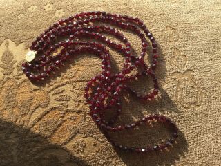 Antique 3 Row DUTCH GARNET BEAD NECKLACE 17th/18th Century ENGRAVED GOLD CLASP 5