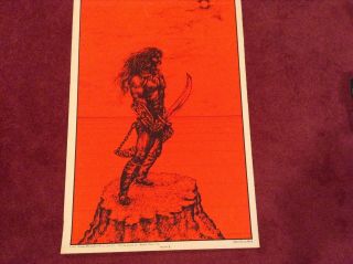 Warrior Ii Vintage Houston Blacklight Poster 1969 Psychedelic Pin - Up