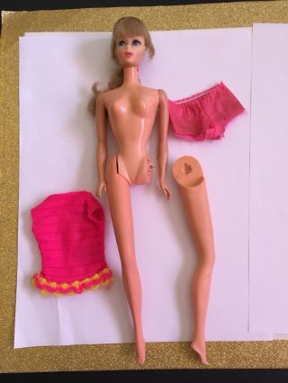 Vintage Mod Talking Barbie Blonde 1 leg detached Other One Glued. 2