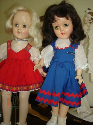 2 14 " Toni Dolls By Ideal One In Dress One Made From Orig.  Pattern