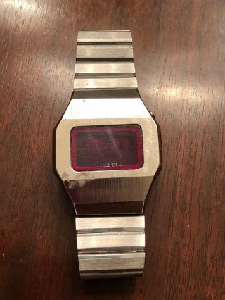 Vintage Panquartz Pq 70 Red Led Stainless Steel Mens Watch As - Is Parts / Repair