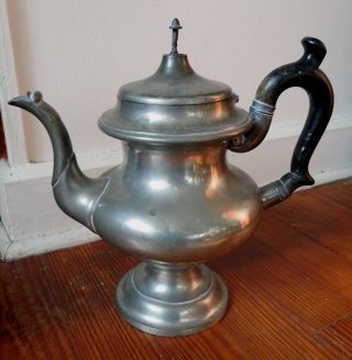 Roswell Gleason 19th C American Pewter Coffee Pot