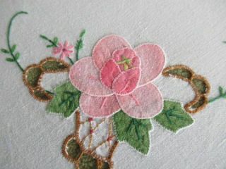 Pretty Tablecloth - White Cotton With Embroidery Decoration