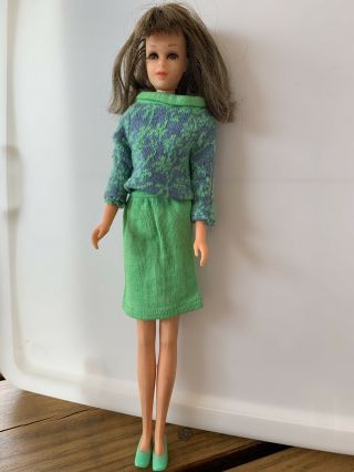 Vintage Barbie Francie Doll In Gad Abouts 1960’s Brunette W/bangs Brown Eyes