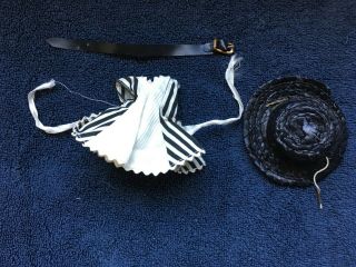 Vintage Vogue Ginny Black And White Striped Dress,  Hat,  Belt 1956