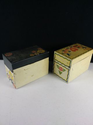 Vintage Antique Metal Recipe Boxes - 2 qty 2