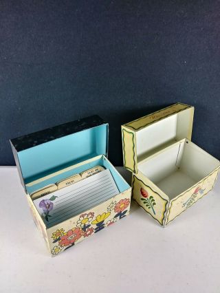 Vintage Antique Metal Recipe Boxes - 2 qty 3