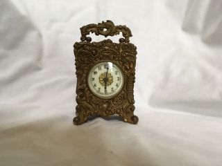 Antique Waterbury Carriage Clock Porcelain Face Beveled Edge Glass Clock