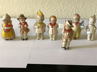 Set Of 7 Vintage All Bisque Frozen Charlotte Dolls Made In Germany.