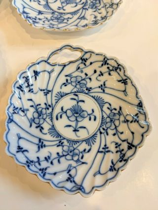 4 Antique Dresden Flow Blue Flower Porcelain 6.  5  plates 