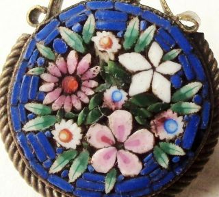 Refined Floral Decors Brooch Antique Millefiori Italian Murano Glass Mosaic