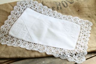 Antique Lace White Cotton Baby Child Pillowcase Victorian C.  19th Exquisite