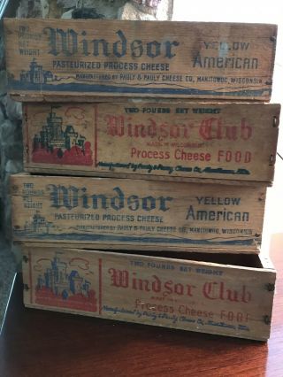 Antique Windsor Club,  Wooden Cheese Box (4 Total)