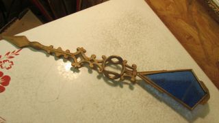 Antique Cast Iron Lightning Rod Weather Vane Blue Glass Tail