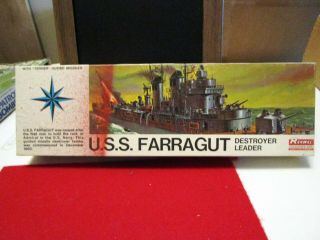 Vintage Unassembled Plastic Model Kit - U.  S.  S.  Farragut Destroyer Leader