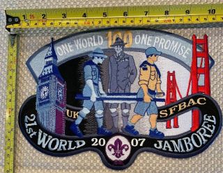 2007 21st World Scout Jamboree Sfbac Jacket Patch 100 Anniversary 10” X 7”