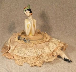 Vintage 5 - 1/2 " German Art Deco Half Doll With Legs - Pincushion Doll