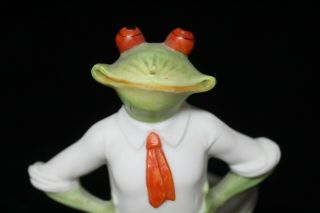 Schafer Vater Bisque Figurine German Match Holder Frog Standing In Shirt And Tie