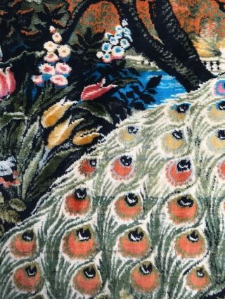 Vintage Peacock Wall Hanging Tapestry Italian 40 