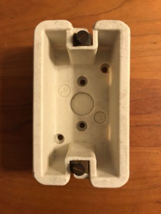 Rare Antique Ge Ceramic Electric Wire Outlet Box White Porcelain Insulator Nos