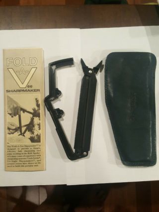Vintage Spyderco Triangle Sharpmaker Knife Sharpener Kit Fold - A - Vee Read Desc