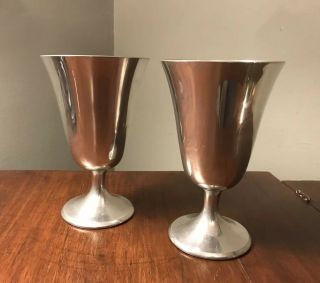 Pewter Goblet Set Kirk Stieff P - 55 Wine Water Goblet Set Of 2 - 5 7/8” Tall