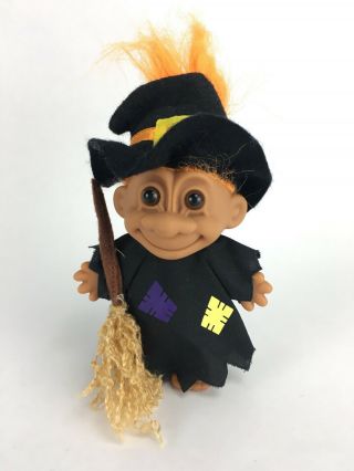 Vintage Good Luck Trolls By Russ Witch Halloween With Broom