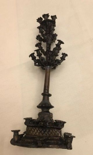Antique Victorian Gothic Brass Candelabra For Tiny Candles / Incense: Altar Ware