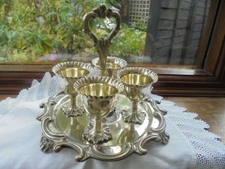 Antique/vintage E.  P.  N.  S.  Egg Stand With 4 Egg Cups