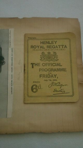 Ext Rare Henley Royal Regatta Programme 1899 Ticket Members Badge Medal Antique